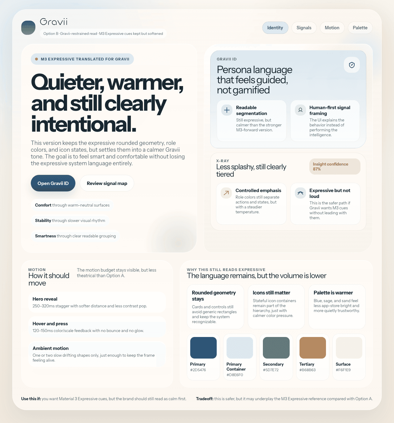 Gravii design-system exploration, not shipped UI